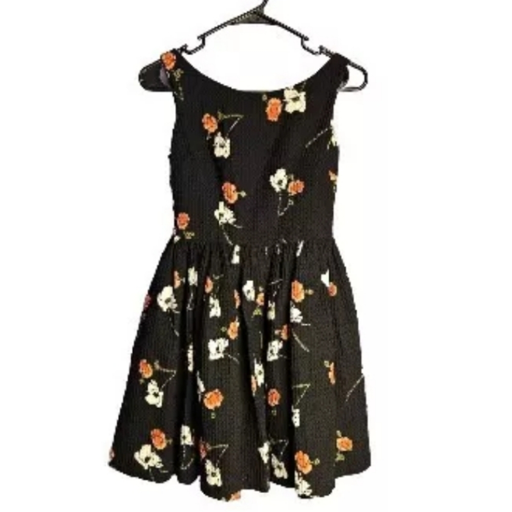 Kate Moss Topshop Black Floral Waffle Knit Dress Mini Size 2